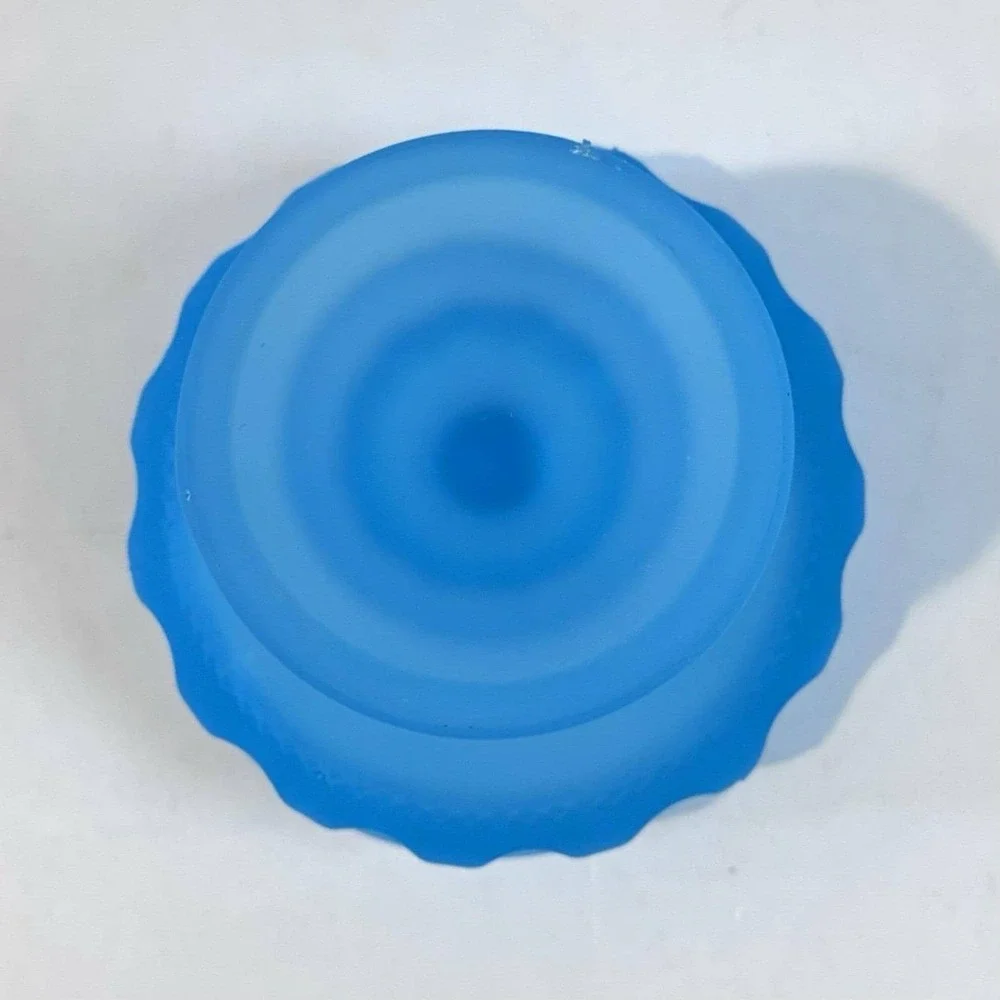 Vintage Fenton‎ Blue Satin Glass Compote Pedestal Candy Nut Bowl Dish Thumbprint